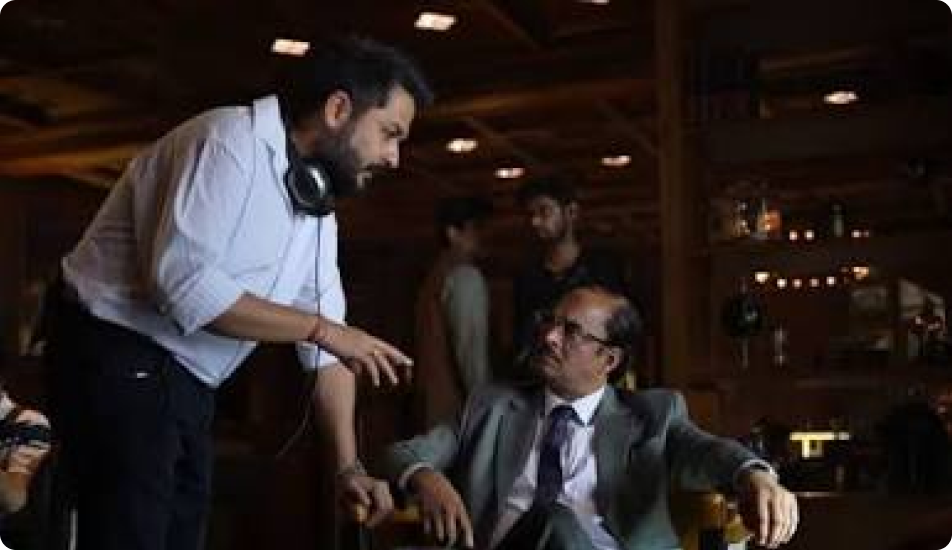 Dhurandhar behind the scenes — director blocking a scene with an actor